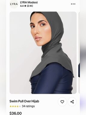 Women's Swim Pull-Over Hijab in Charcoal Gray